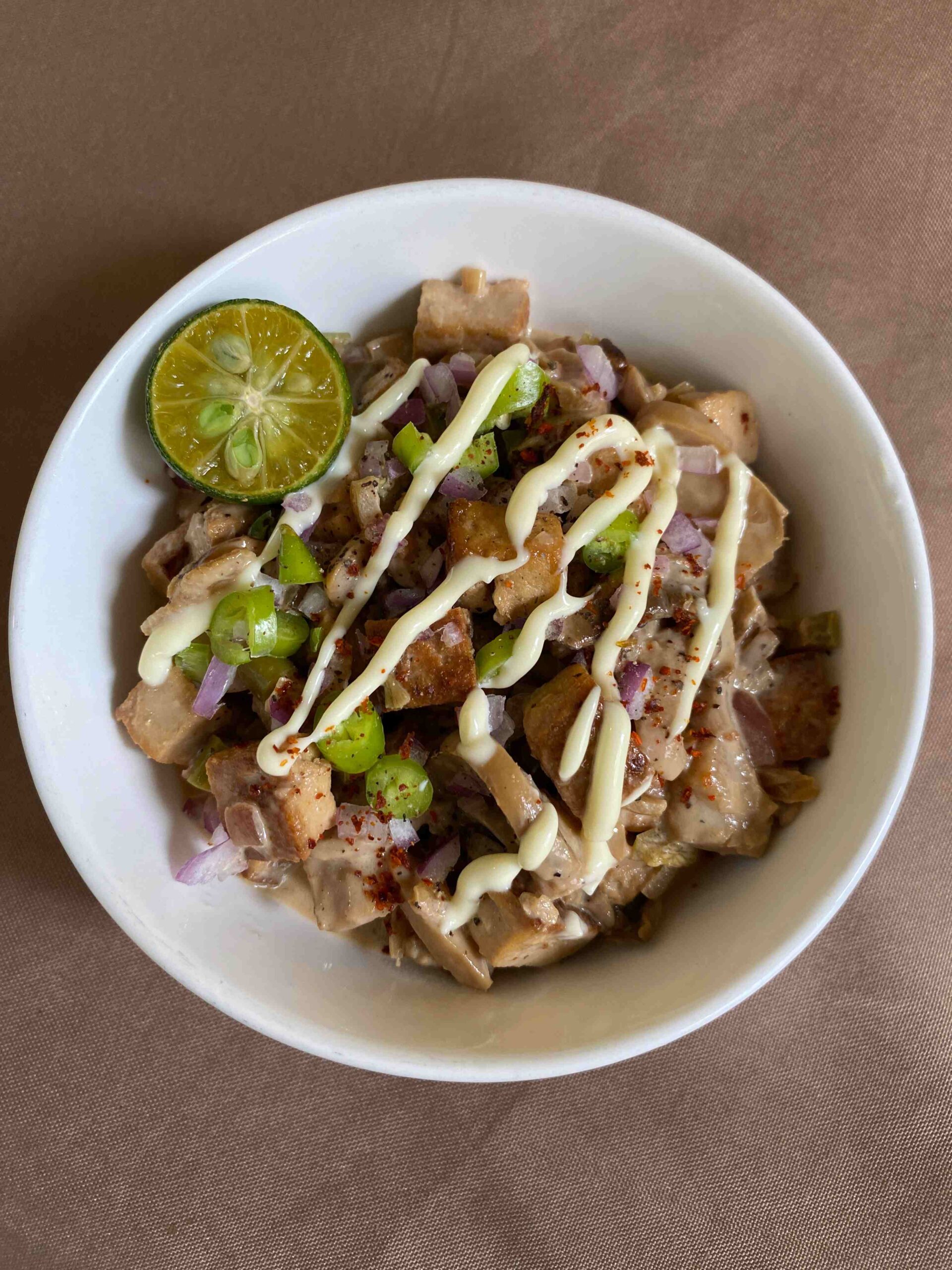 Filipino Crispy Tofu Sisig with Mushroom