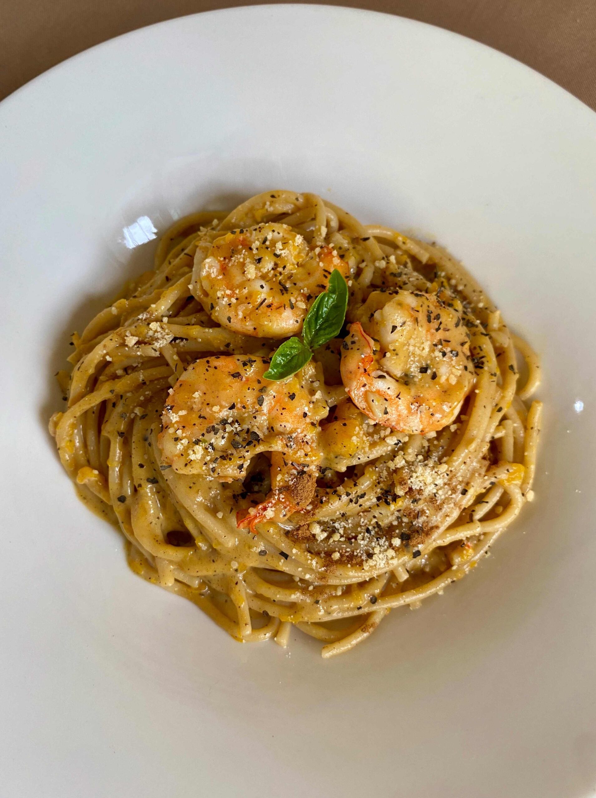 Shrimp and Pumpkin Cream Pasta