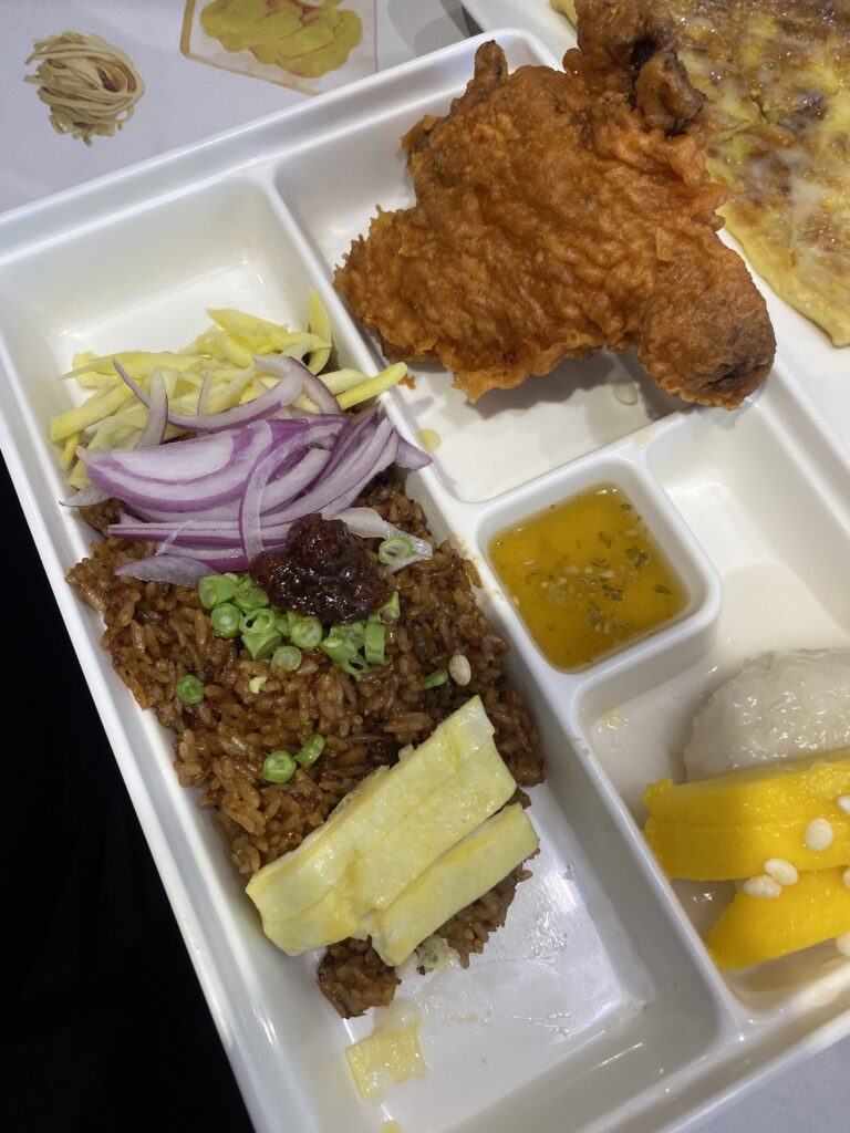 Thai Set Meal 4 at Thai Mango BGC: Thai Bagoong Rice, Thai Fried Chicken, Mango Sticky Rice, and Iced Tea