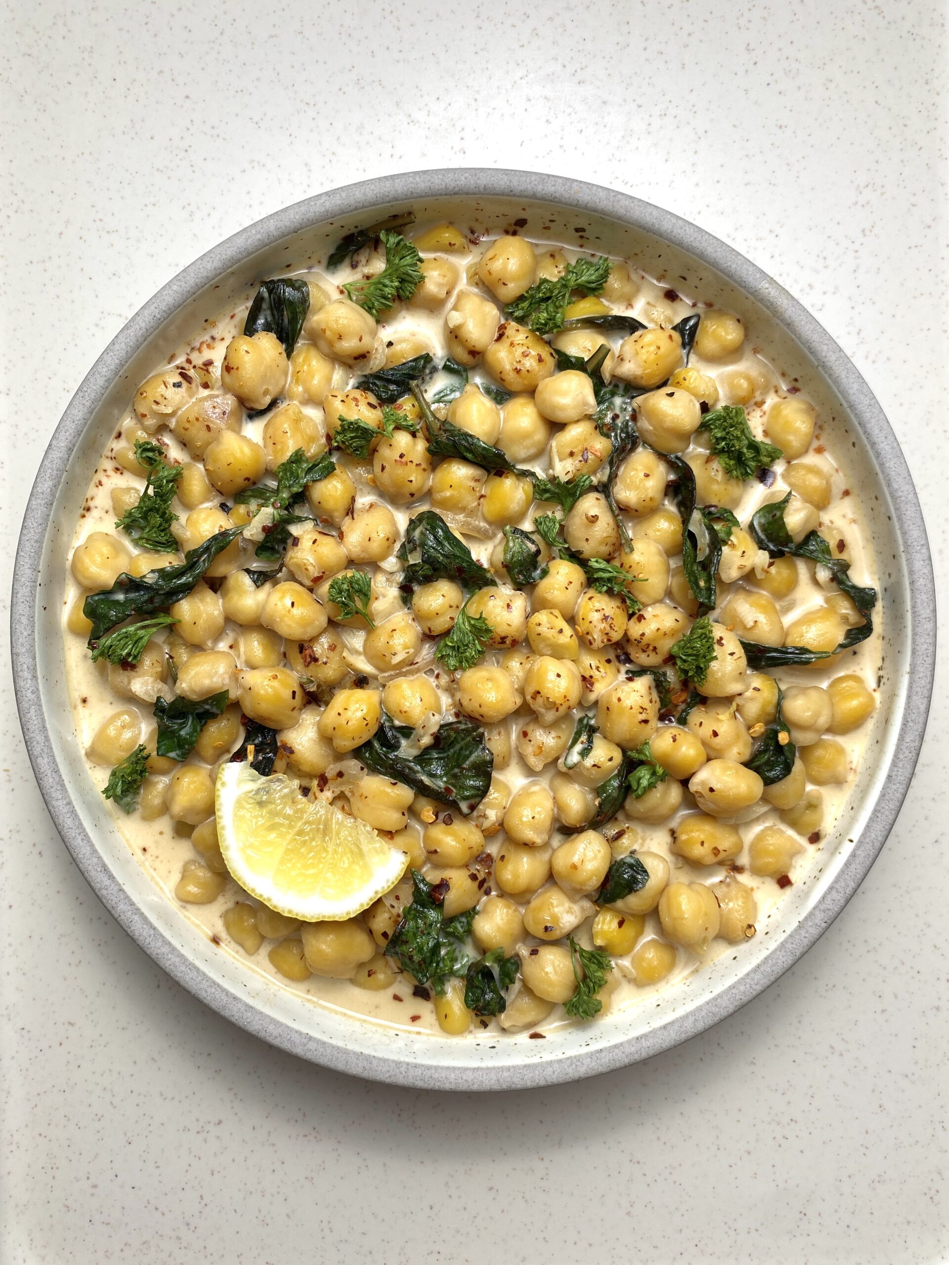 Creamy Lemon Garlic Chickpeas