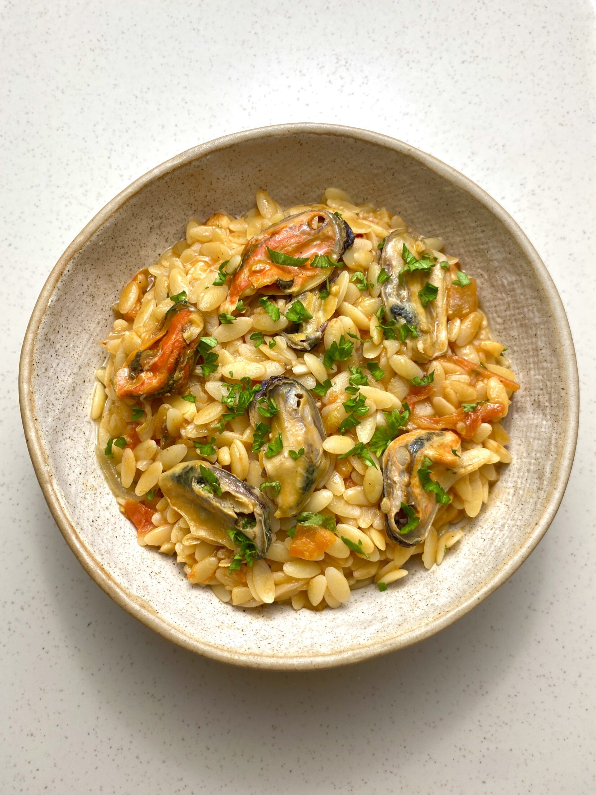 Tomato Mussel Orzo (Kritharoto me Mydia)